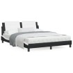 Estructura cama cabecero cuero sintético negro blanco 160x200cm