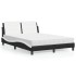 Cama con colchón cuero sintético negro y blanco 140x190