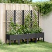 Jardinera con enrejado PP negro 160x40x142 cm