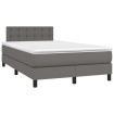 Cama box spring con colchón LED cuero sintético gris 120x190 cm