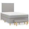 Cama box spring con colchón tela gris claro 120x190 cm