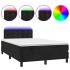 Cama box spring con colchón y LED terciopelo negro 120x190