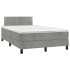 Cama box spring colchón y LED terciopelo gris claro 120x190