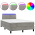 Cama box spring colchón y LED terciopelo gris claro 120x190