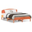 Estructura cama con cabecero madera pino marrón cera 135x190 cm