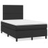 Cama box spring con colchón cuero sintético negro 120x190