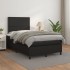 Cama box spring con colchón cuero sintético negro 120x190