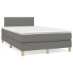 Cama box spring con colchón y LED tela marrón oscuro 120x190 cm