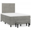 Cama box spring con colchón terciopelo gris claro 120x190 cm