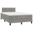 Cama box spring con colchón terciopelo gris claro 120x190