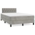 Cama box spring con colchón terciopelo gris claro 120x190