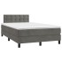 Cama box spring con colchón terciopelo gris oscuro 120x190