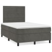 Cama box spring con colchón terciopelo gris oscuro 120x190 cm