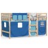 Cama alta para niños con cortinas madera pino azul 90x200