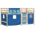 Cama alta para niños con cortinas madera pino azul 90x200