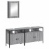 Set de muebles de baño 3 pzas madera contrachapada gris