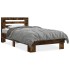 Estructura cama madera ingeniería metal roble ahumado 90x200