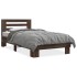 Estructura cama madera ingeniería metal roble marrón 90x200