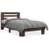 Estructura cama madera ingeniería metal roble marrón 75x190