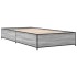 Estructura cama madera ingeniería metal gris Sonoma 90x190