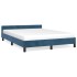 Estructura cama con cabecero terciopelo azul oscuro 140x200