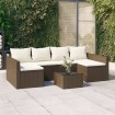 Set muebles de jardín 2 piezas y cojines ratán sintético marrón