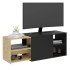 FMD Mueble de TV con 2 compartimentos abiertos negro y