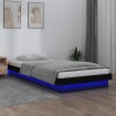 Estructura de cama con LED madera maciza negra 90x190 cm