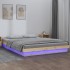 Estructura de cama con LED madera maciza gris 135x190