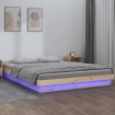 Estructura de cama con LED madera maciza gris 135x190 cm