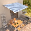 Toldo manual retráctil azul y blanco 400x300 cm