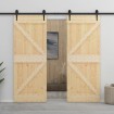 Puerta corredera con herrajes madera maciza de pino 80x210 cm