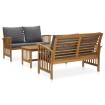 Muebles de jardín 3 piezas con cojines madera maciza de acacia