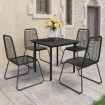 Set de comedor de jardín de 5 piezas PVC ratán negro