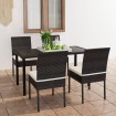 Conjunto de comedor de jardín 5 piezas ratán sintético negro