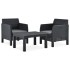 Set de muebles jardín 3 piezas cojines PP ratán gris