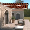 Toldo manual retráctil con luz LED naranja y marrón 300x250 cm