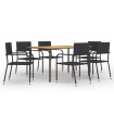 Set de muebles de comedor de jardín 7 piezas ratán PE negro