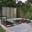 Juego de muebles de jardín 5 pzas y cojines negro madera pino