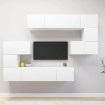 Set de mueble para TV de 8 piezas madera de ingeniería blanco