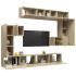 Set de muebles para TV 8 pzas madera contrachapada roble