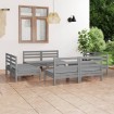 Juego de muebles de jardín 8 piezas madera de pino maciza gris