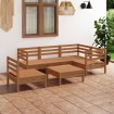 Juego muebles de jardín 6 pzas madera maciza pino marrón miel