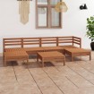 Set de muebles de jardín 7 pzas madera maciza pino marrón miel