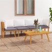 Muebles de jardín 4 piezas con cojines madera maciza de acacia