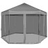 Carpa desplegable hexagonal 6 paredes laterales gris 3,6x3,1