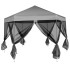 Carpa desplegable hexagonal 6 paredes laterales gris 3,6x3,1