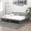 Sofá cama extraíble madera maciza de pino gris 2x(90x200) cm