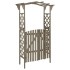 Pérgola con puerta madera maciza de abeto gris 116x40x204