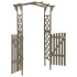 Pérgola con puerta madera maciza de abeto gris 116x40x204